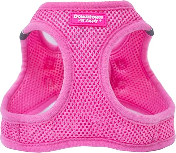 Downtown Pet Supply Step in Dog Harness for Small Dogs No Pull, Medium, Pink - Adjustable Harness with Padded Mesh Fabric and Reflective Trim - Buckle Strap Harness for Dogs