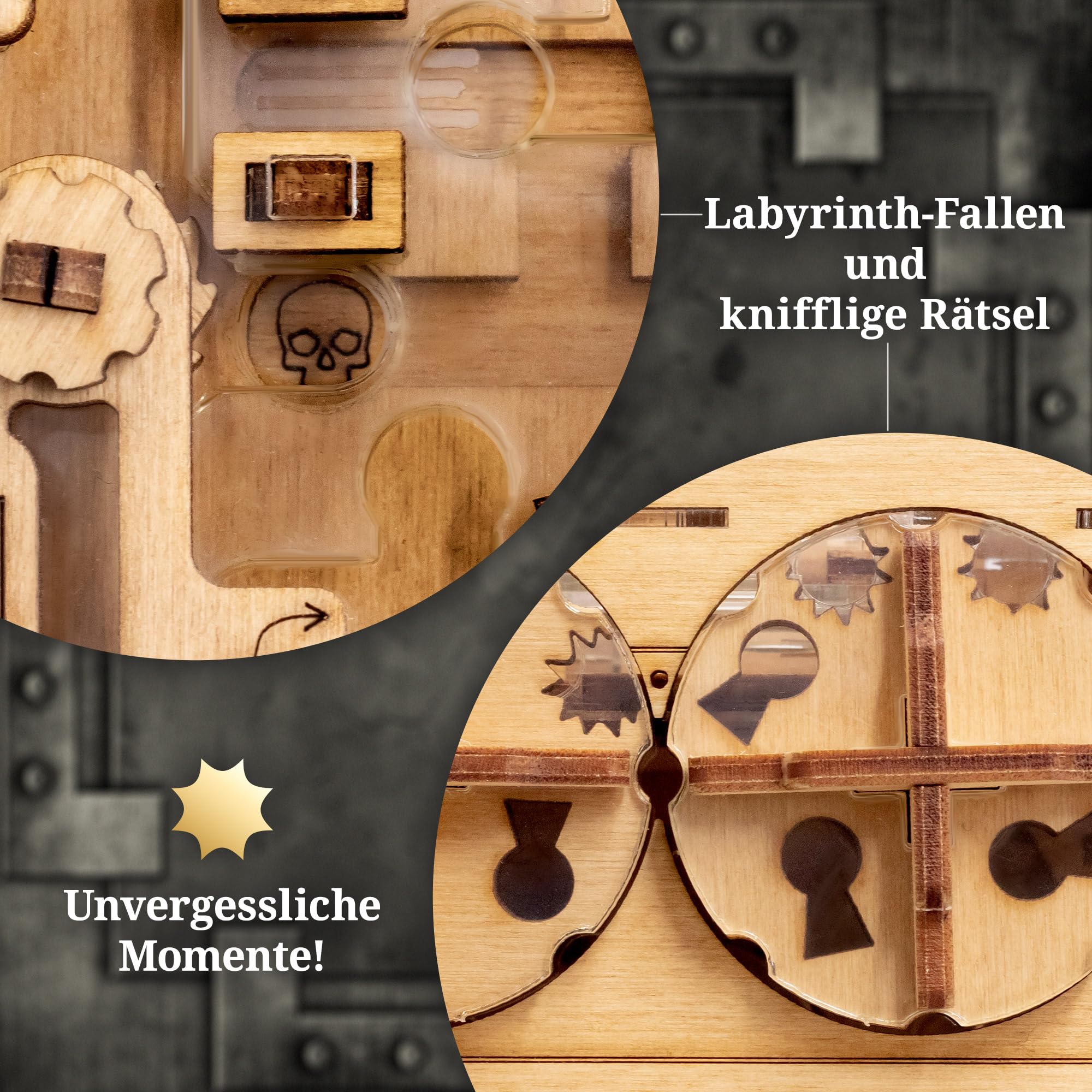 iDventure Amazeing Safe - Murmelbahn Spardose Puzzlebox - Escape Room Spiel - Geschenkbox - Schatztruhe - 3D Holzpuzzle - Sequenzielle Puzzles Rätselbox Erwachsene - Geldgeschenk - Männer Geschenk