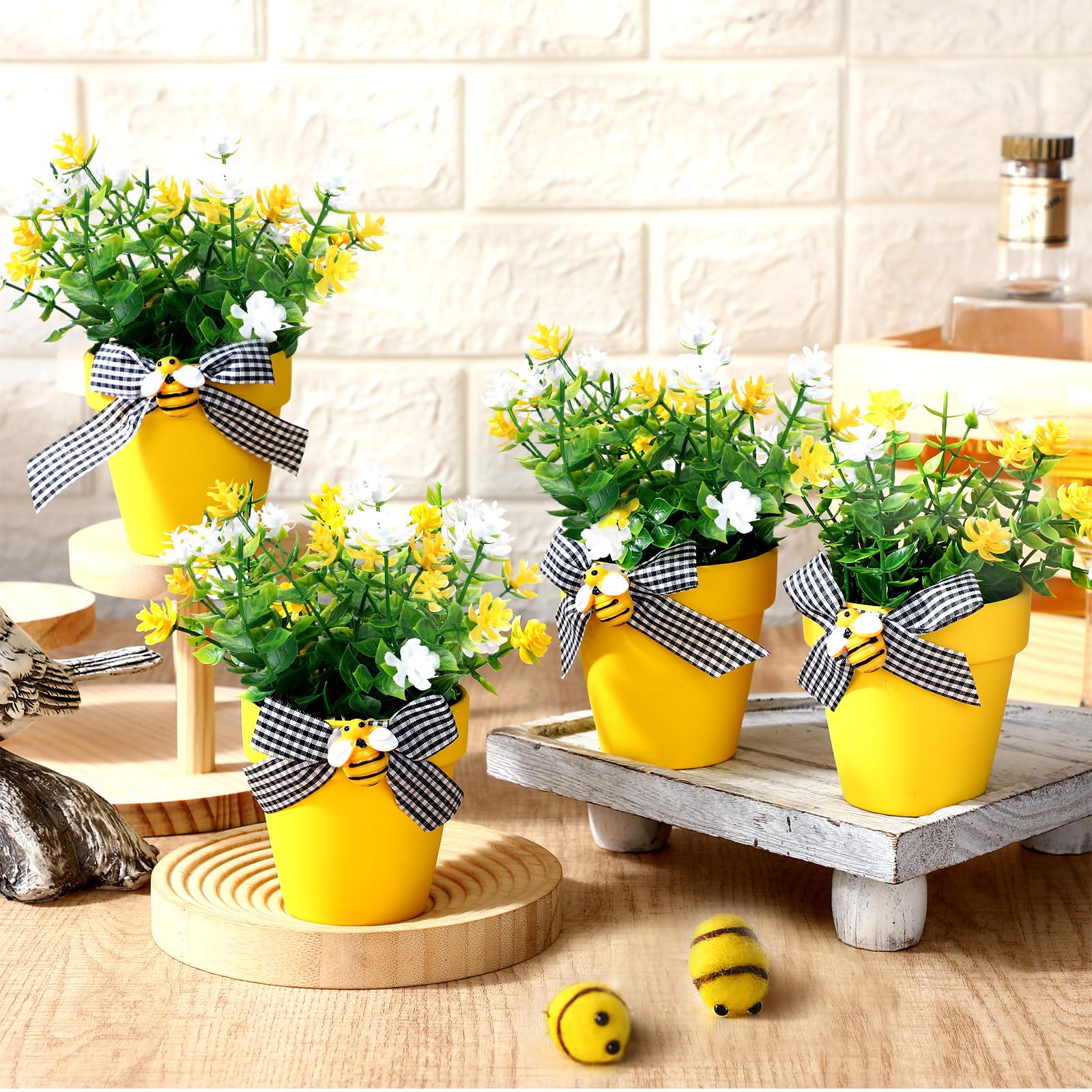 Amazon.com: Nitial Artificial Flowers with Vase Honey Bee Party
