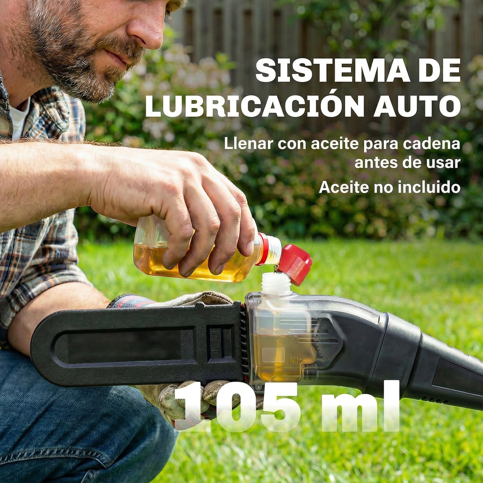 Outsunny Motosierra de Batería Extensible 1,94-2,56 m con Motor 300 W | Motosierra Eléctrica, 2 Baterías 4,0 Ah, Cargador, Doble Bloqueo, Lubricación Automática, Correa, 6 m/s para Podar Árboles