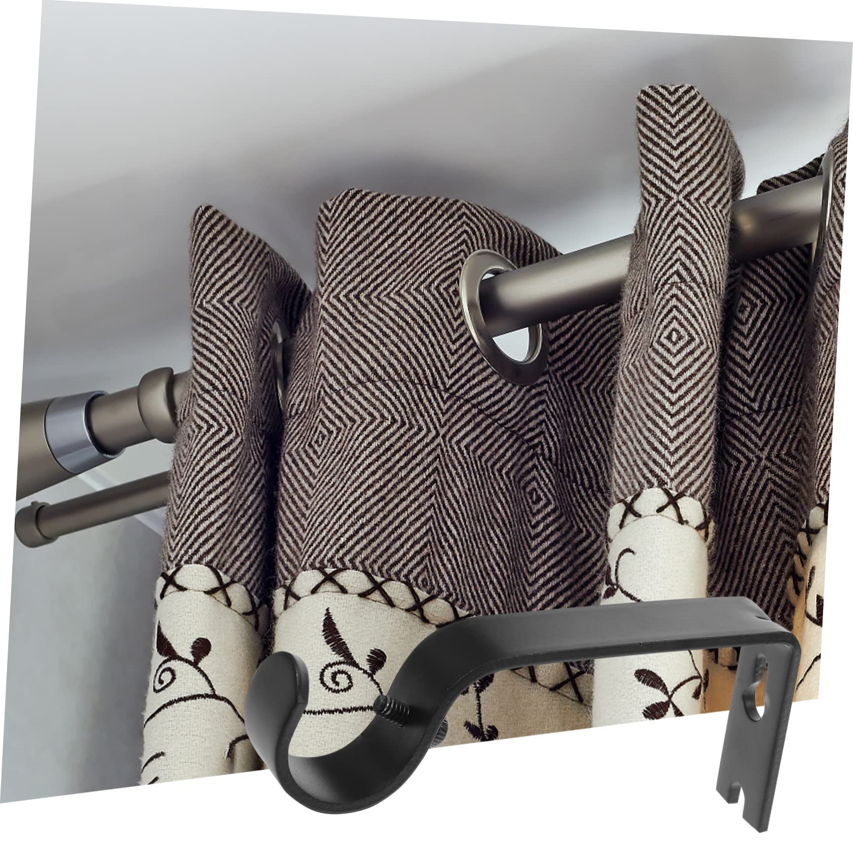 HOMOCONO 3Pcs Adjustable Curtain Rod Support Holders Sturdy Brackets for Wall Compatible with Rods for Draperies and Curtains Modern Design Finish