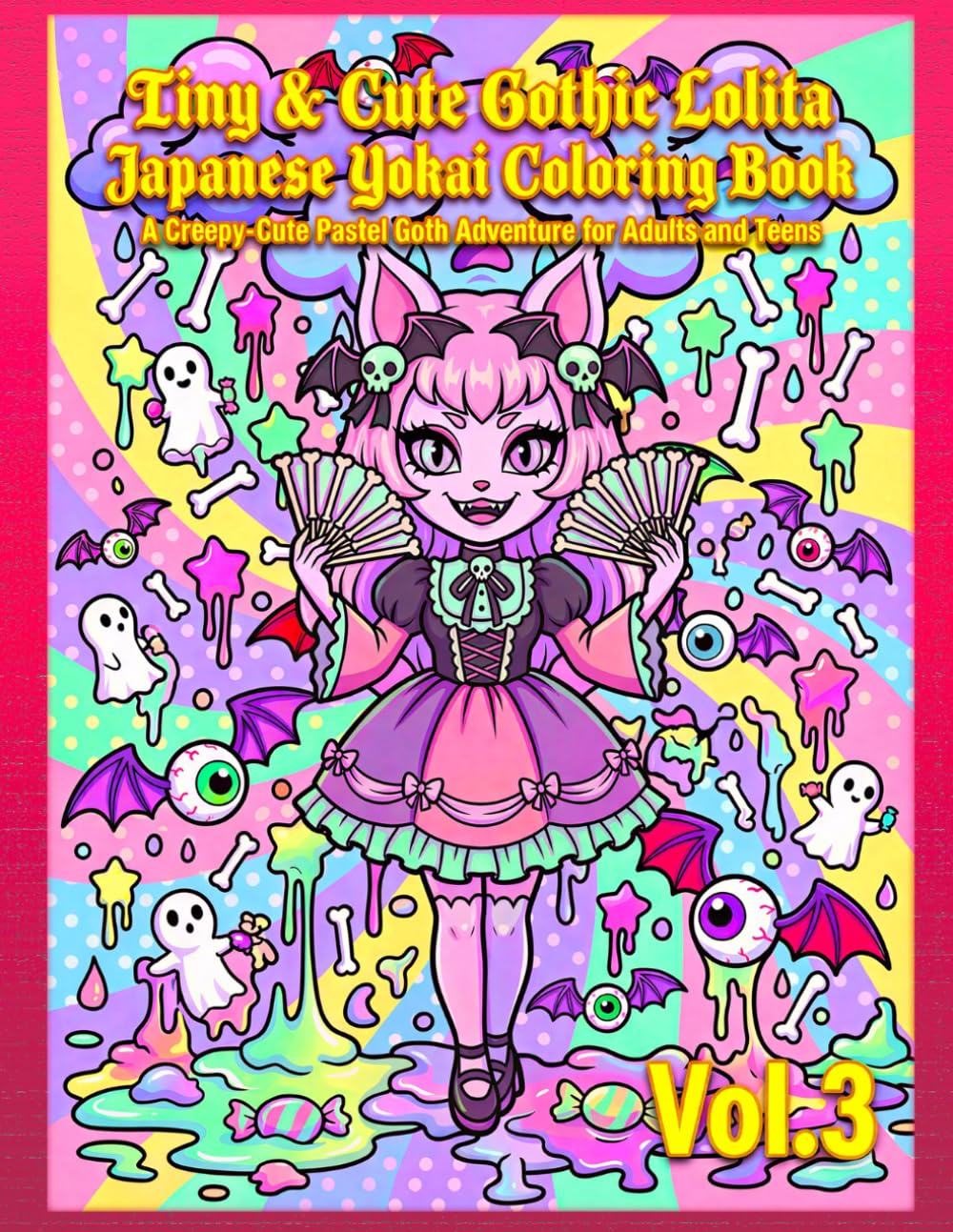 Tiny & Cute Gothic Lolita Japanese Yokai Coloring Book Vol.3: A Creepy-Cute Pastel Goth Adventure for Adults and Teens