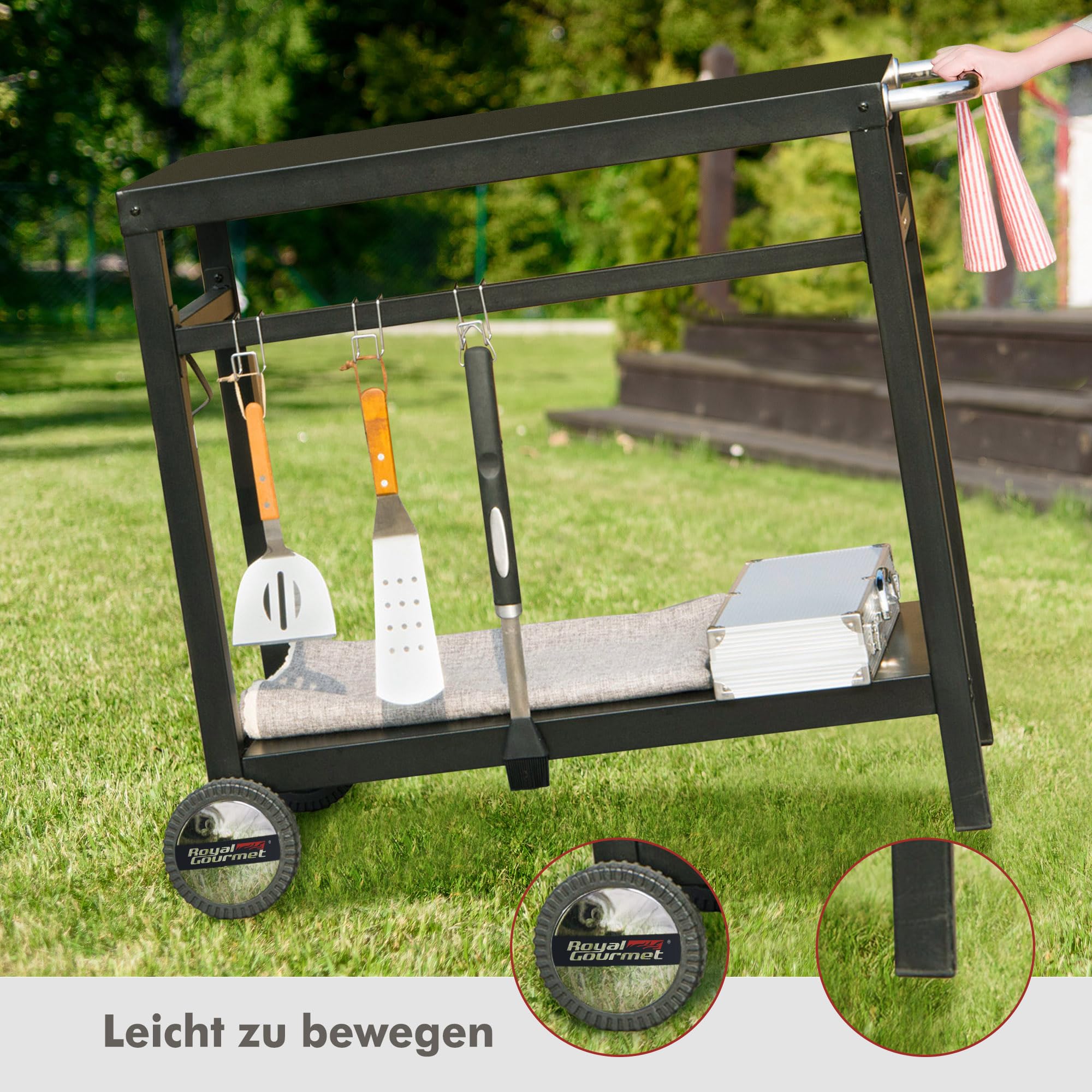 Royal Gourmet Grillwagen Multifunktioneller Arbeitstisch Outdoor BBQ Servierwagen 85x50cm