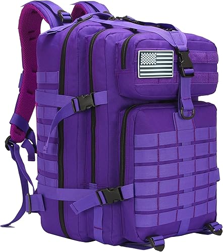Mochila táctica militar de 45 L para hombres y mujeres, bolsa de asalto, mochila Molle para senderismo, senderismo (45L morado)