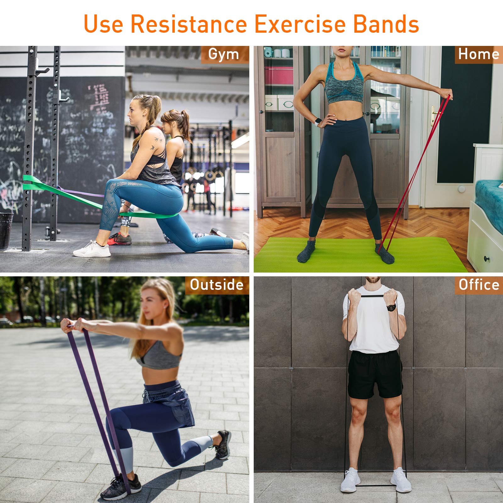 Lixada Bande di Resistenza Set di 5, Elastiche Fitness Banda Elastica con Ancora Maniglie in Schiuma Ganci e Borsa per Il Trasporto per Crossfit, Yoga, Pilates, Stretching, Allenamento di Forza