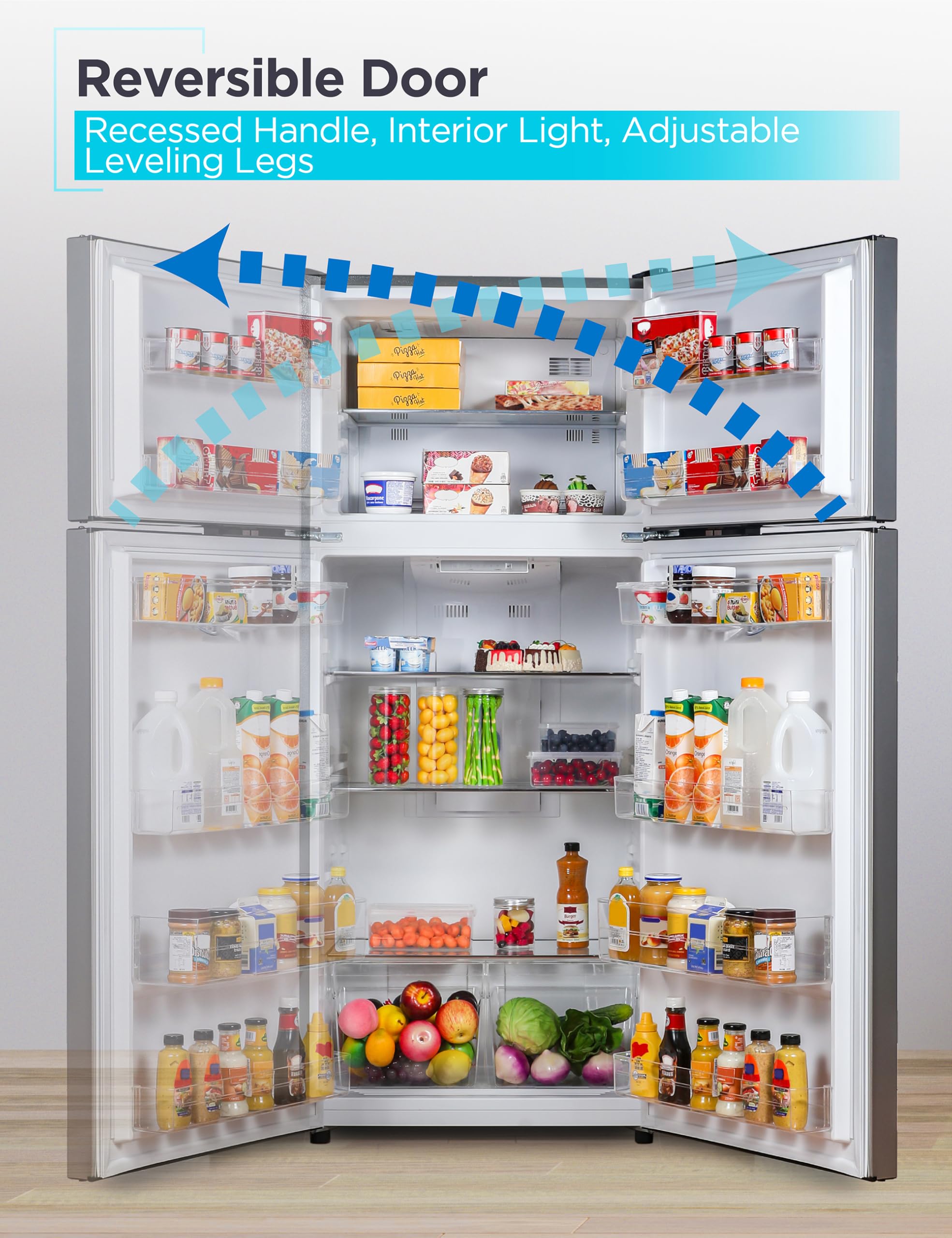 Black+Decker 14.6 Cu. Ft. Top Mount Refrigerator With Freezer, 2 Door Refrigerator With Top Freezer And Adjustable Temperature Control, Energy Star, Br1460hs, Stainless Steel Look on Fridge.com - View 6