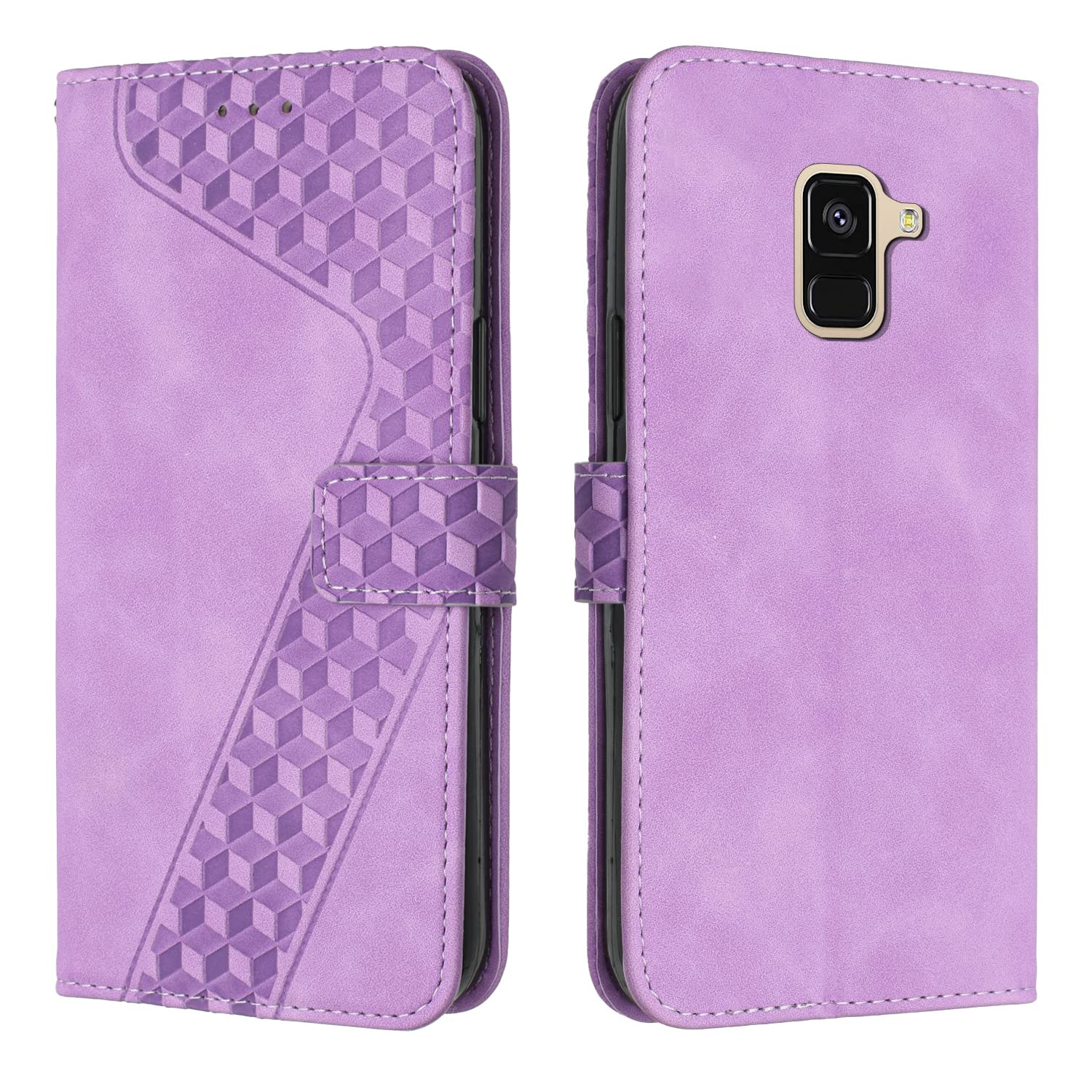 Compatible With Samsung Galaxy A6 2018 Case, Wallet Case PU Premium Leather with Card holder Slots Magnetic Shockproof Protect Flip Cover Bookstyle Phone Cases Cover for Samsung A6 2018(Purple)