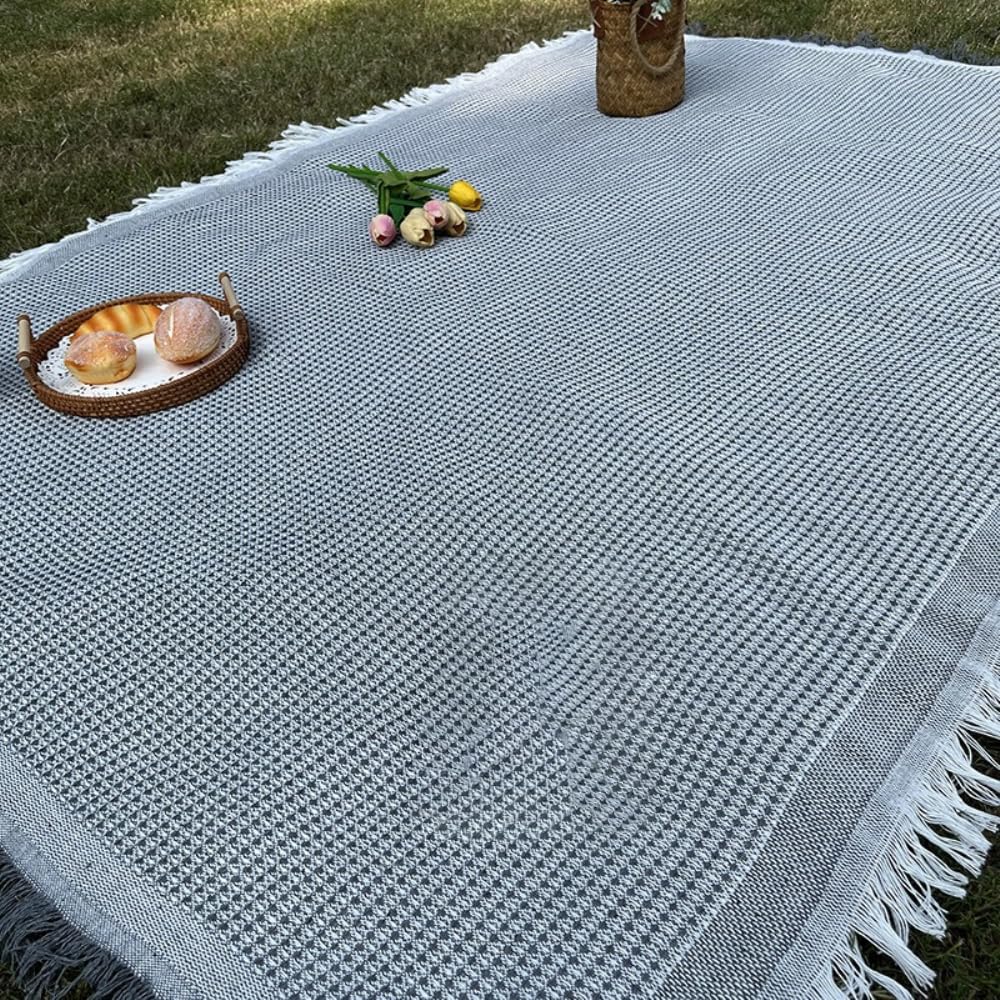 Manta de picnic con flecos para playa, multifuncional, para sofá, lavable, para salón, tienda de campaña, pícnic, playa, parque, gris, 180 x 230 cm