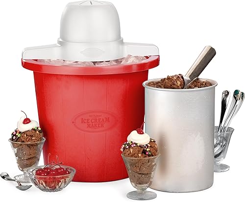 Miniatura 17 de Máquina de helados Nostalgia eléctrica – estilo de salón en cubeta de madera, máquina de helado con servicio de helado suave al estilo antiguo,