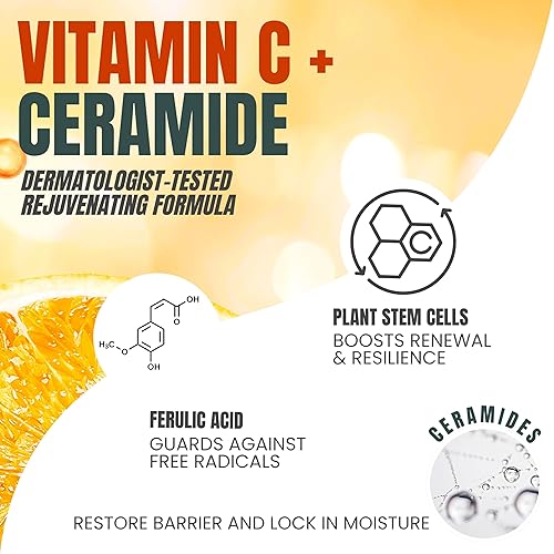 Miniatura 3 de Alozera Loción corporal de vitamina C con ceramidas y células madre, crema corporal hidratante antienvejecimiento para un tono de piel notablemente
