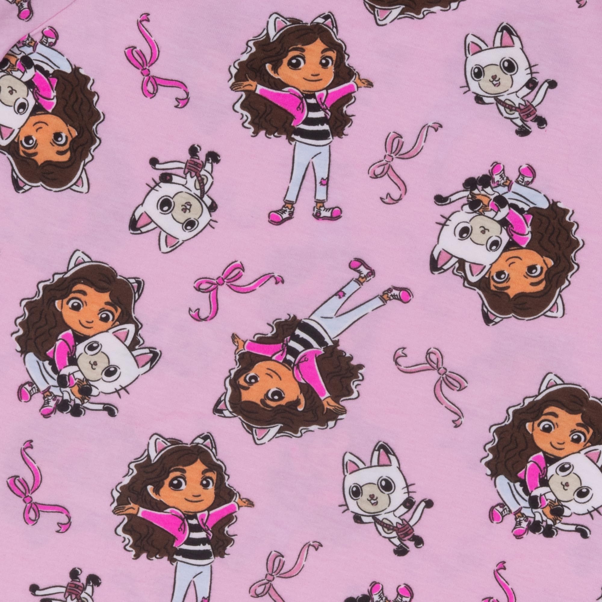 Gabby's Dollhouse/La casa de muñecas de Gabby, Paquete de 2, Algodón Pijama de Manga Larga, Pink/White, Rosado