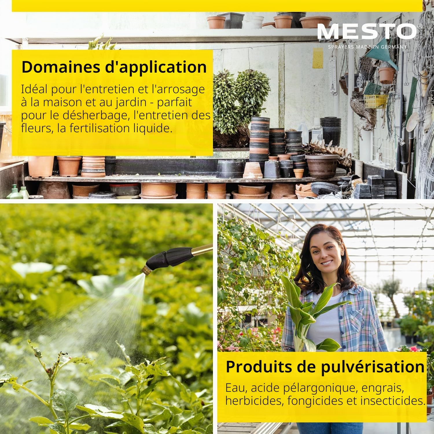 Mesto Profi 5 Pulvérisateur 5L avec Tamis 120mm | 3 Bar | Maison & Jardin | Joints FPM | Pulvérisateur à Pression pour Plantes, désherbage et Protection des végétaux | Flacon Pompe Robuste