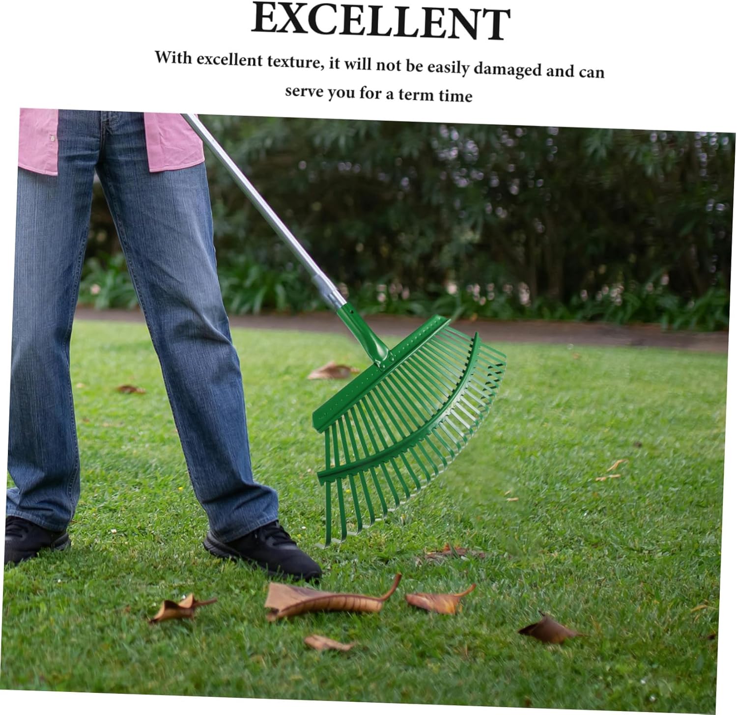 Heavy Duty Garden Leaf Rake with Tooth Thickened Tines for Lawn Leaves Weeding and Shrub Cleanup Gardening Tool for Gardeners and Lawn Care Enthusiasts