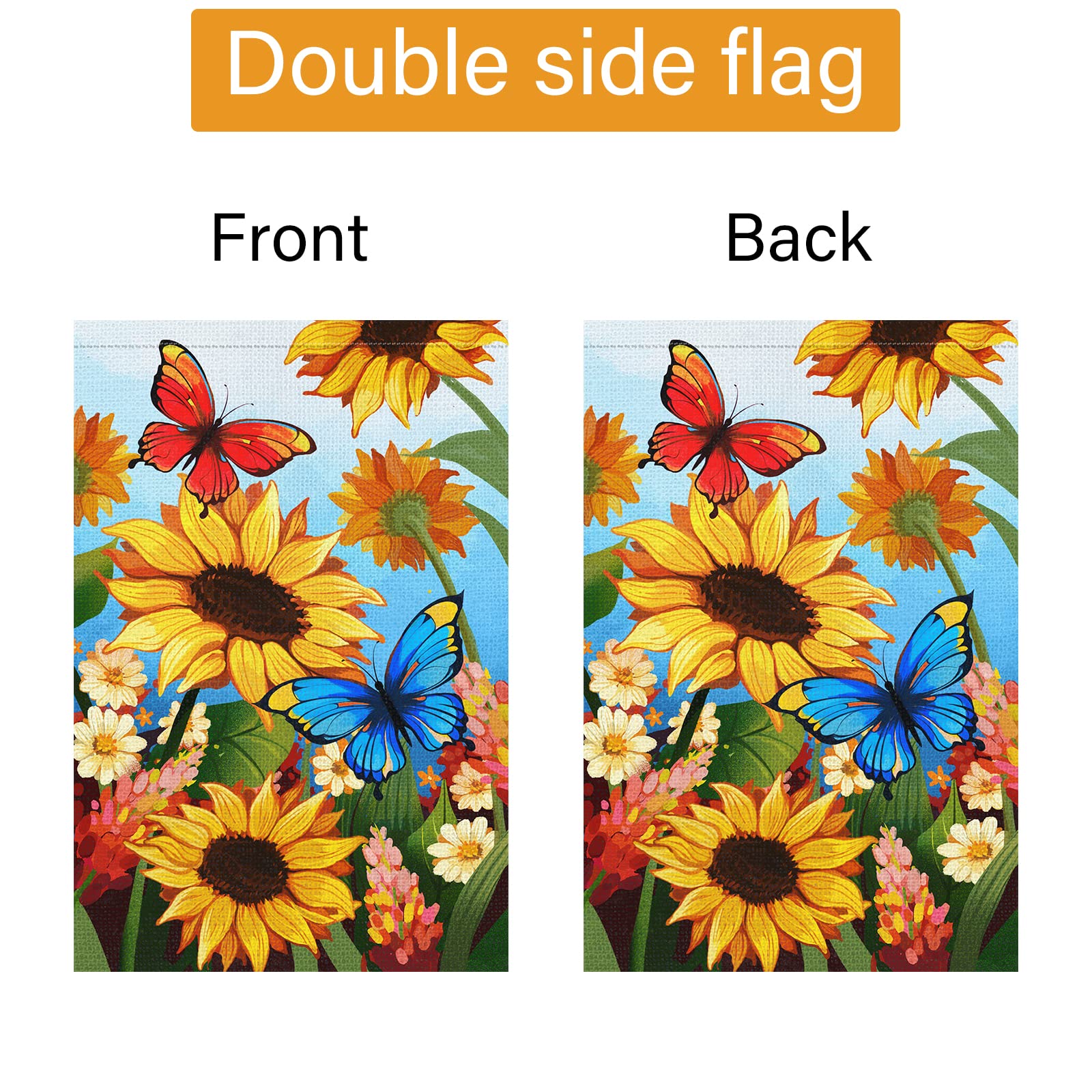 Willkommen Sommer Frühling Blumen Gartenflagge 30.5x45.7 cm, doppelseitig, Jute, kleine vertikale Sonnenblume, Gartenflaggen für saisonale Außen- und Außenbereich, Hausdekoration (nur Flagge)