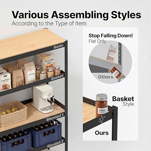 Miniatura 5 de HOMEDANT House - Estantería de metal resistente ajustable de 24.4 pulgadas de ancho y 5 niveles para garaje, estantes de almacenamiento de pie,