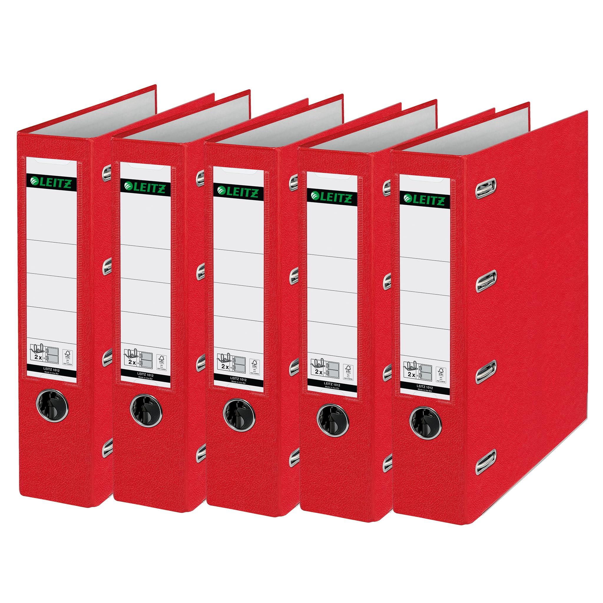 Giro-bank ordner Leitz A4 met dubbele mechaniek 80mm PP rood
