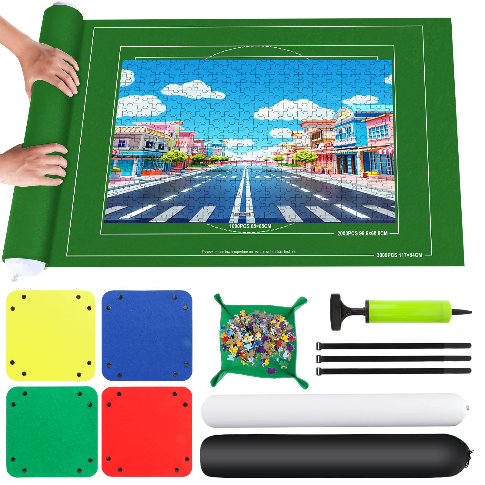 Tapis De Puzzle Rouleau Feutre Jusqu'à 3000 Pièces + Accessoires - Gris VFANDV