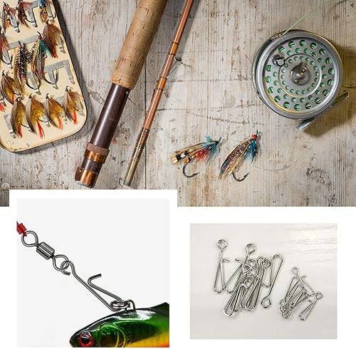 Miniatura 2 de 100 piezas 0.531 in y 0.866 in Pesca en el mar Cambio rápido Cebo de plomo Snap Rig Clip Acero inoxidable Colgante Conector Clips de velocidad