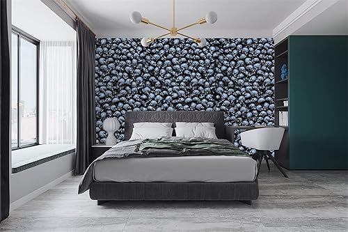 Miniatura 4 de FLFK Murales de pared 3D para despegar y pegar, calaveras góticas oscuras, 141.7 x 98.4 pulgadas, papel tapiz autoadhesivo para decoración de