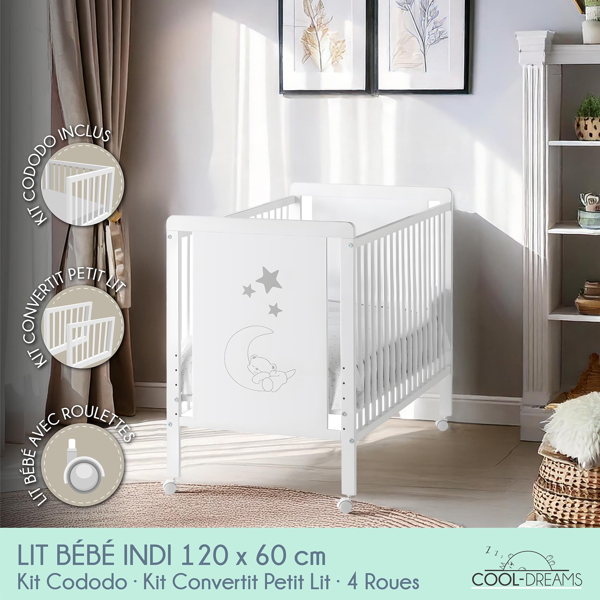 Lit d'appoint Indi + kit d'appoint + kit de Transformation en lit CoolDreams