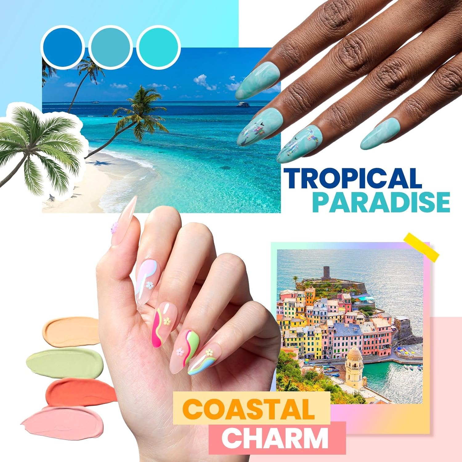 Beetles Gel Nail Polish Kit with U V Light 97Pcs Travel Holiday 45 Colors Gel Polish Set with Nail Stamp Nail Tips Base Top Coat All Season Starter Kit Gift for Women