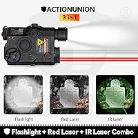Vista 3 de ACTIONUNION Airsoft PEQ-15 - Láser IR + láser rojo visible + linterna LED blanca