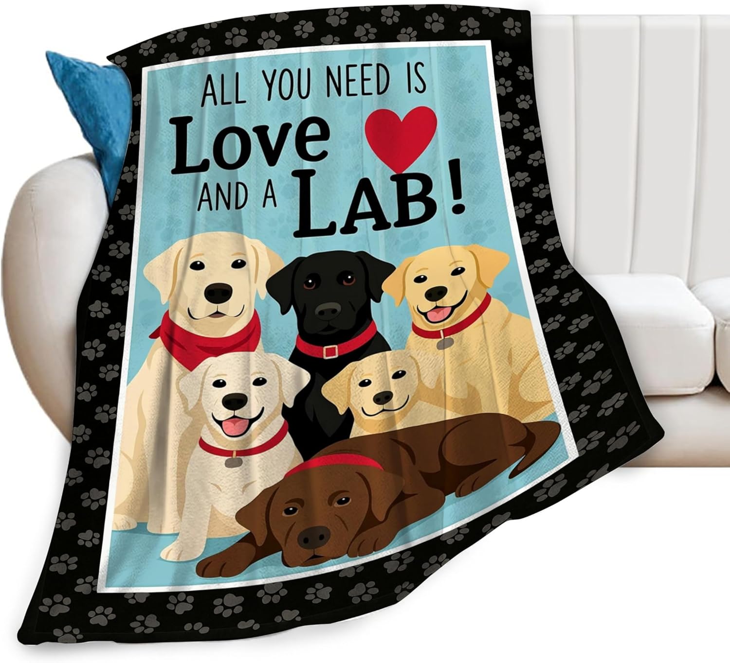 Labrador Retriever Blanket Cute Dog Throw Blanket Puppy Lab Soft Cozy Fleece Fuzzy Stuff Plush Flannel Gifts for Girls Women Boys Kids Adults 40''x50''