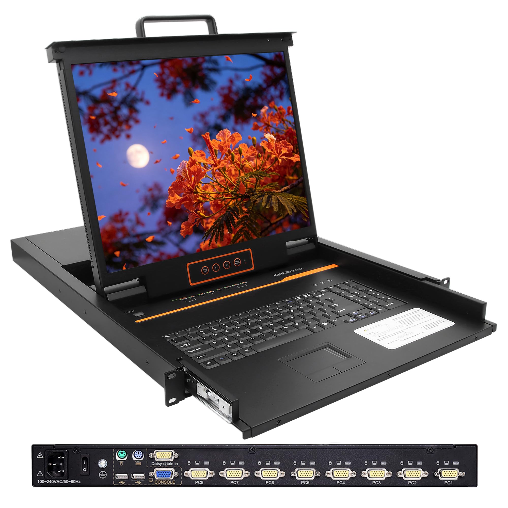 Amazon | 1UラックマウントKVMコンソール内蔵8ポートVGA KVMスイッチ
