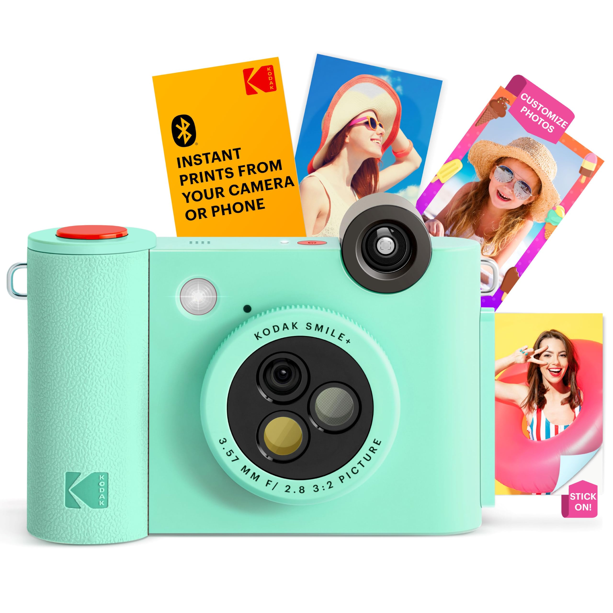 KODAK Smile+ 2 in 1 Digitale Sofortbildkamera & kabelloser Bluetoot Fotodrucker, 10 MP, drehbares Objektiv mit Spezialeffekten, Zink Fotos mit Kleberückseite (5,1 x 7,5 cm), Grün