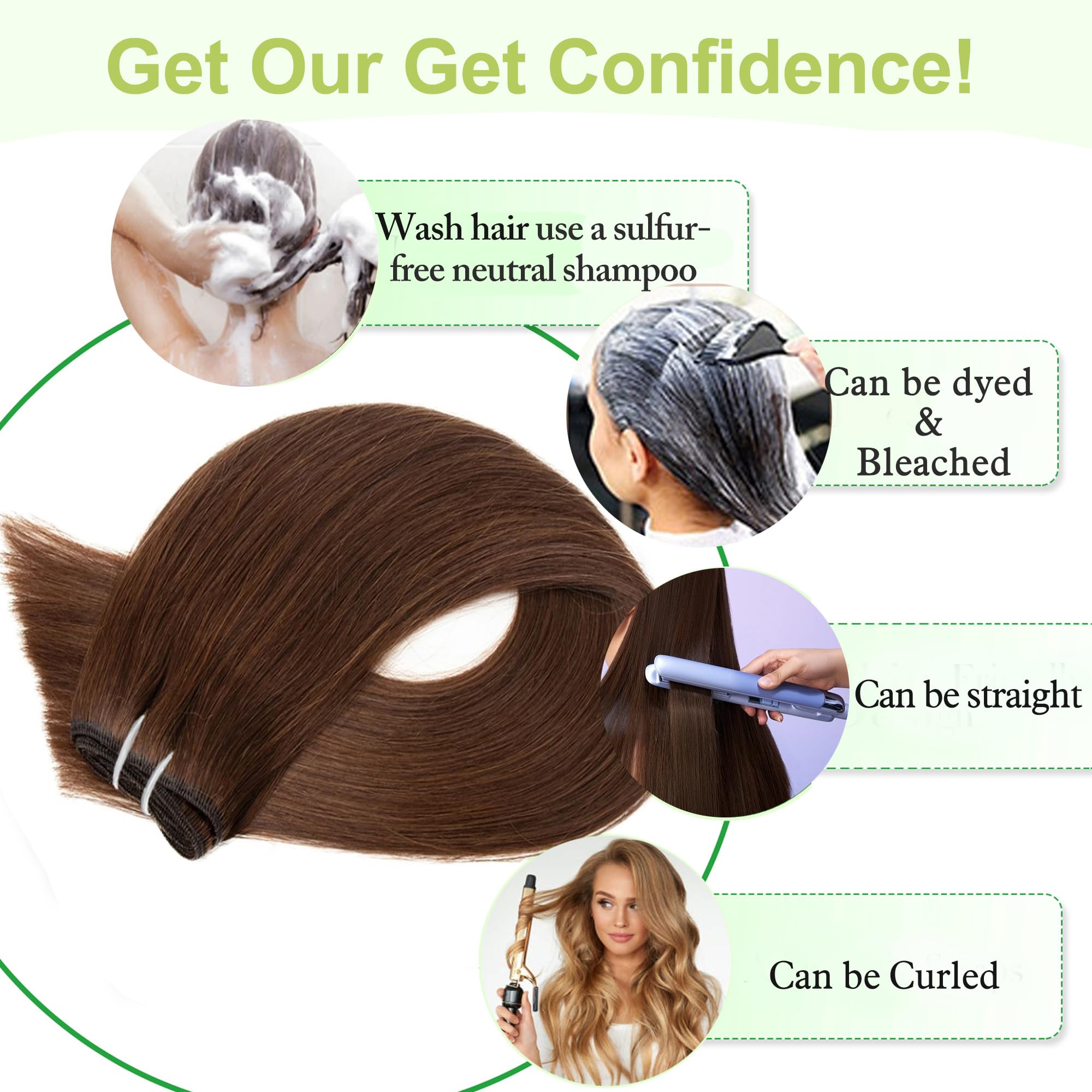 Roserer Clip in Hair Extensions Real Human Hair Remy Straight Clip in Human Hair Extensions Invisible Seamless Integration for Daily Use & Special Occasions (20 Inch Dark Borwn,7pcs/70g) - Image 3
