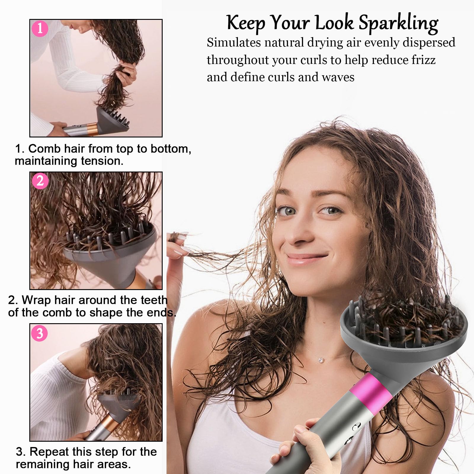 Dyfuzor nakładki do Dyson Airwrap Styler HS05 HS03 HS01, przekształcalne do Airwrap Styler w suszarkę do włosów, dysza dyfuzora, nasadka do suszarki do włosów