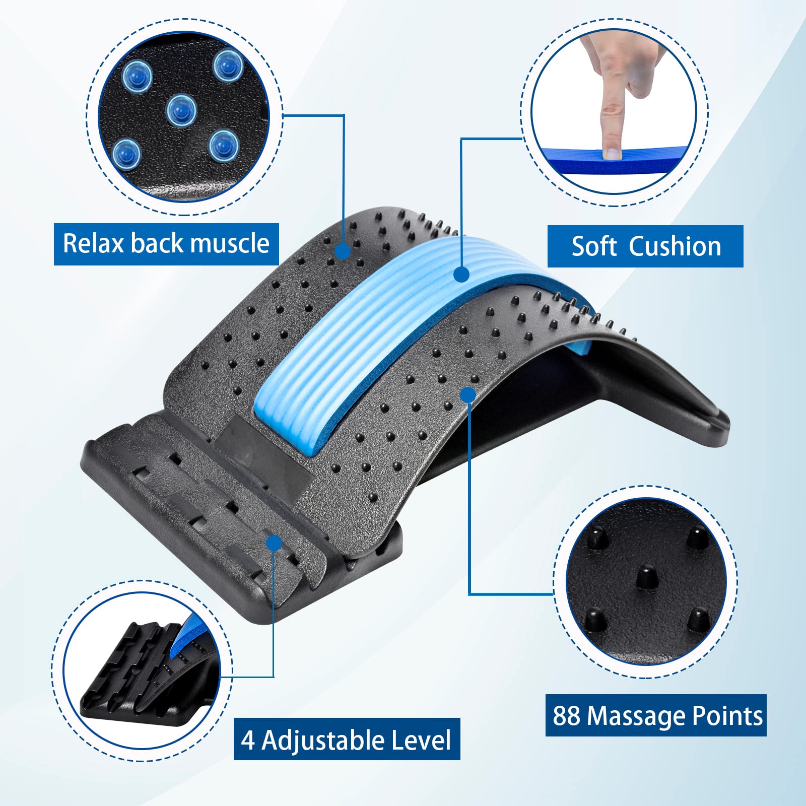 Back Stretcher, MultiLevel Back Massager Lumbar, Back Stretcher for