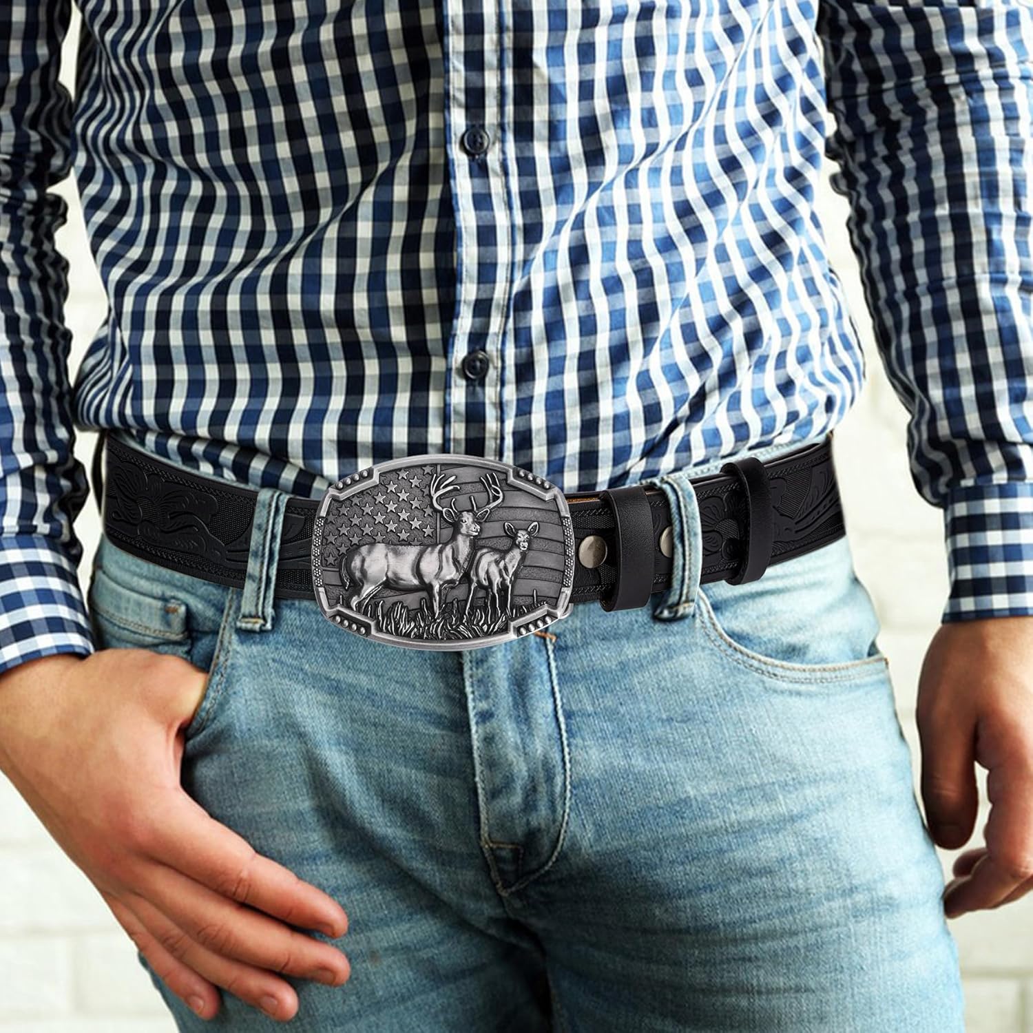Western Cowboy Leather Belt for Men Women Cowgirl, Mens Buckle Belt for Jeans, Country Belt, Men's Gifts - Image 5