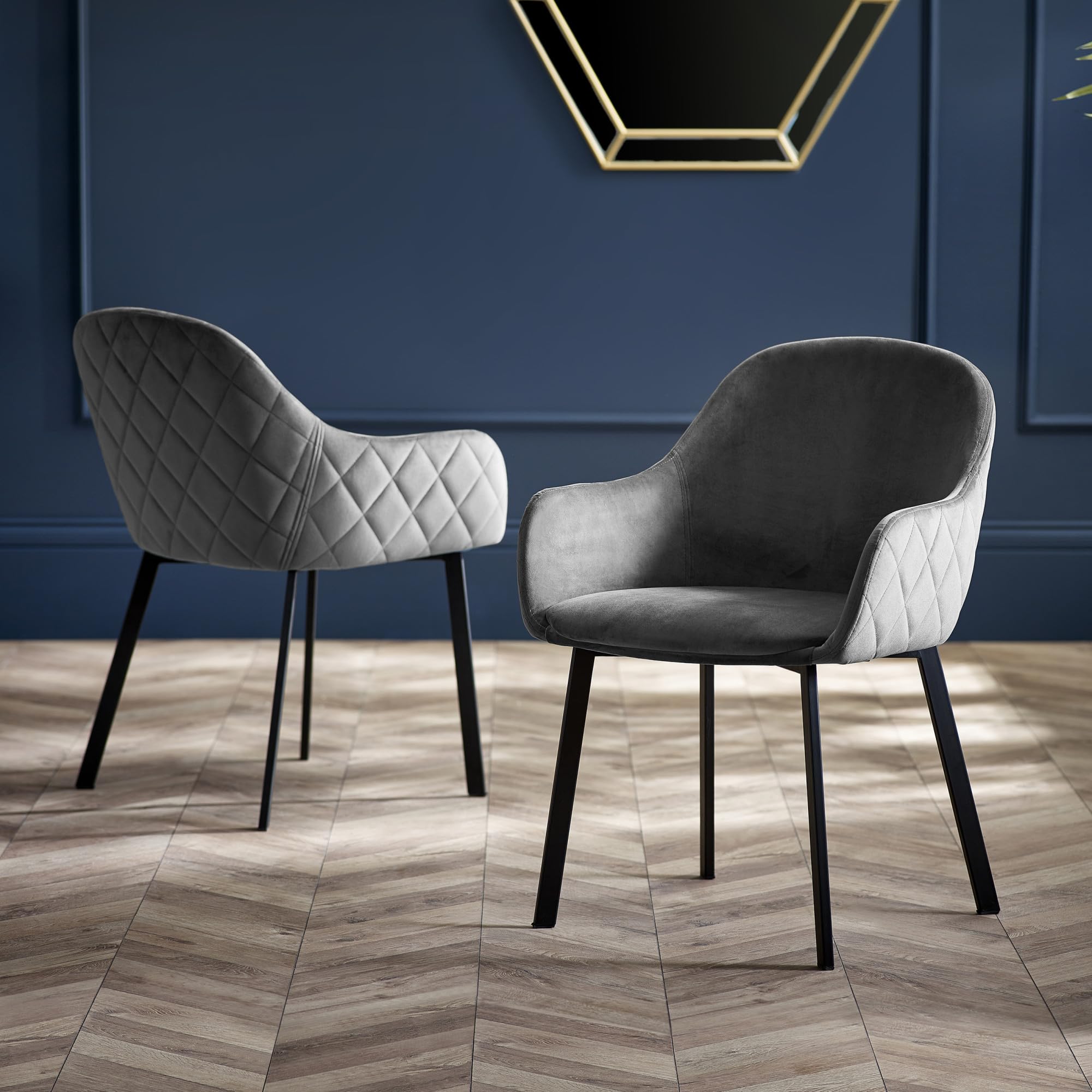 Julian Bowen Lima Grey Velvet Chair Set Of 2