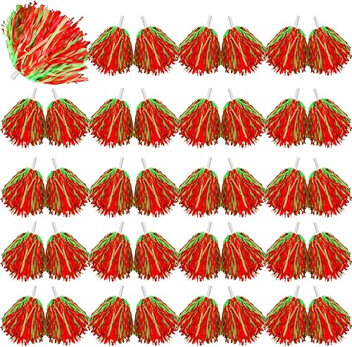 Vista 30 de Lenwen Paquete de 40 pompones de animadora de plástico con asas para adultos, rooters, equipo deportivo, fiesta de animación