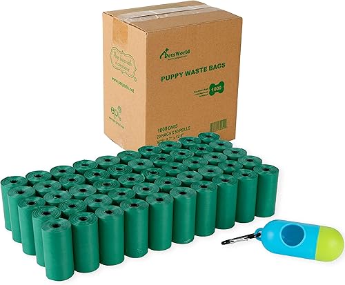 Miniatura 7 de PETSWORLD Bolsas perfumadas para excrementos de perro, bolsas de basura biodegradables para perros con dispensador y clip para correa, gruesas,