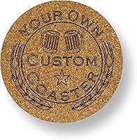 Vista 4 de Personalized Cork Coaster Set Custom Engraved Text and Logo