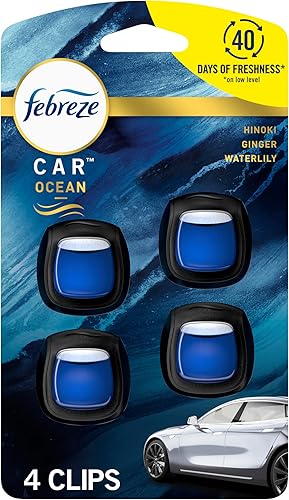 Febreze Clip de ventilación para ambientador de automóvil, 07 onzas, paquete de 4