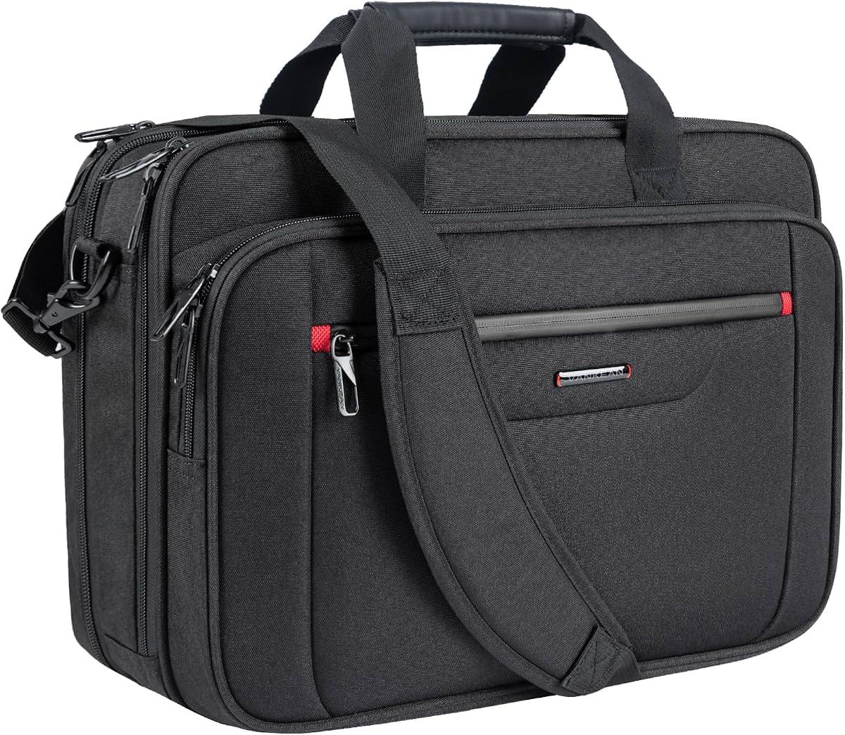 VANKEAN Laptop Briefcase Premium Laptop Case Fits Up to 17.3 Inch Business Shoulder Bag Laptop Expandable Water-Repellent Messenger Bag for Men/ Women Computer Bag for Travel/ Business/ Black