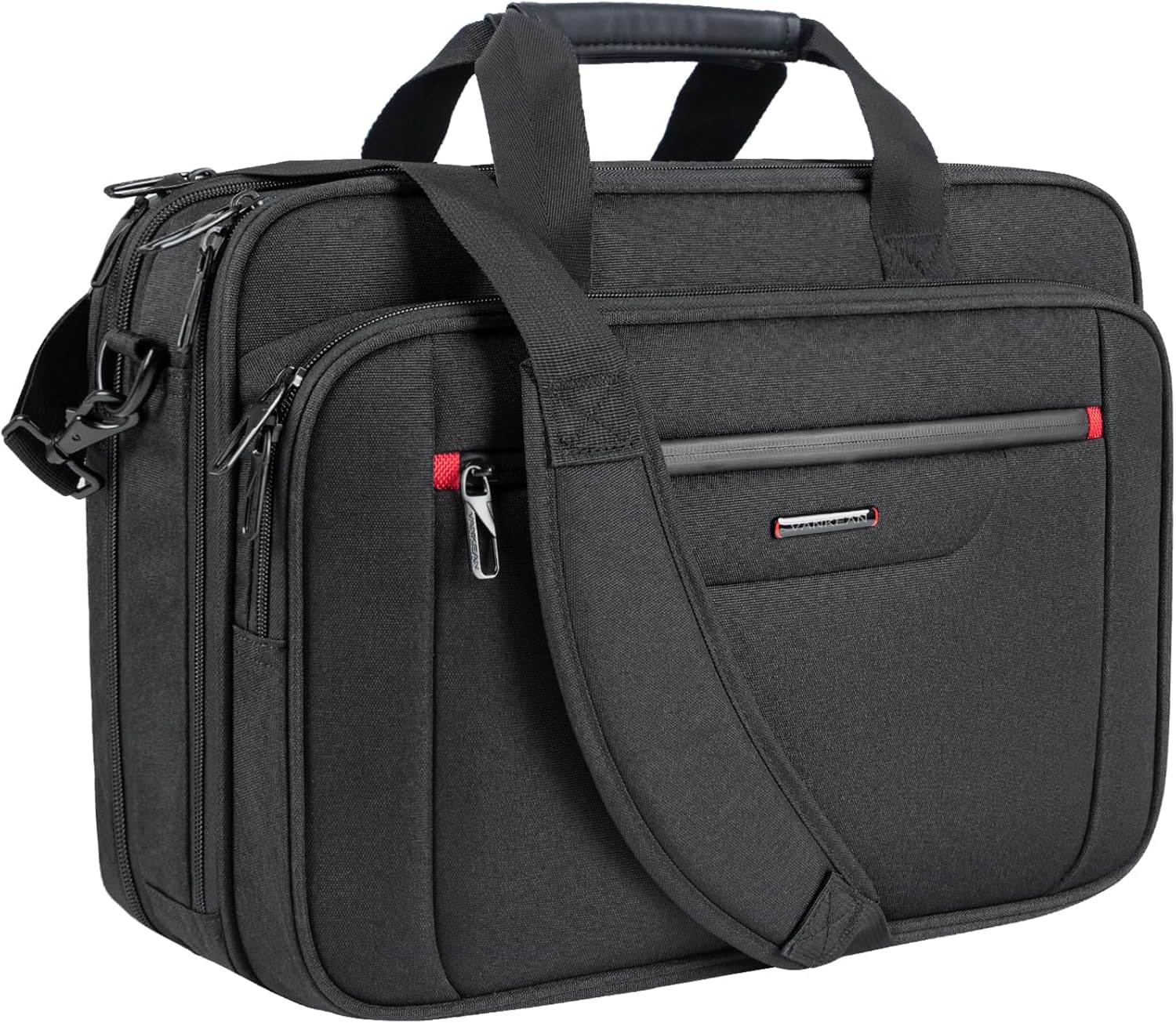 VANKEAN Sacoche pour ordinateur portable 17.3 Pouces Imperméable Mallette pour homme/femme Sac de messager expansible déperlant pour voyage affaires école, Noir