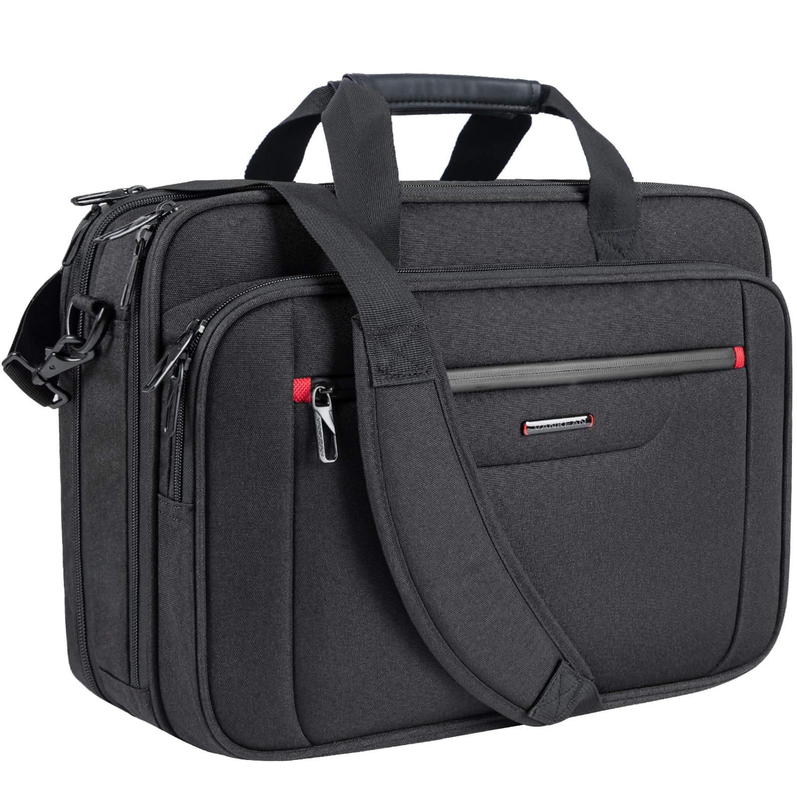 VANKEAN Valigetta per Laptop Borsa per Laptop Premium Adatta fino a 17,3 Pollici Borsa a Tracolla per Laptop Borsa a Tracolla Idrorepellente espandibile per Borsa per Computer per Affari/Scuola-Nero