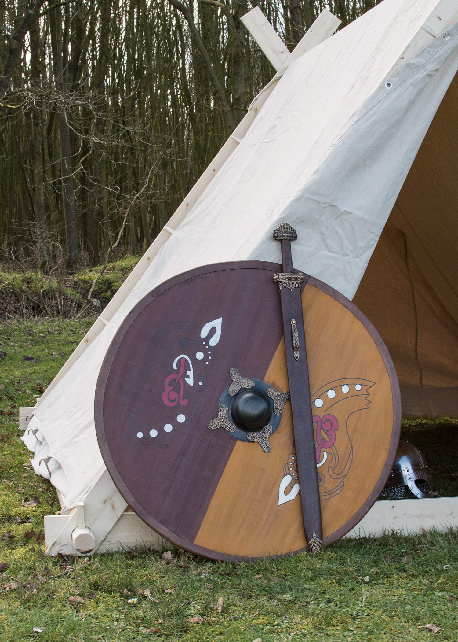 Battle-Merchant - Wikingerzelt, 3 x 2.7 x 2 m, 350 GMS, naturfarben, OHNE Zeltstangen - Mittelalter, Reenactment, LARP