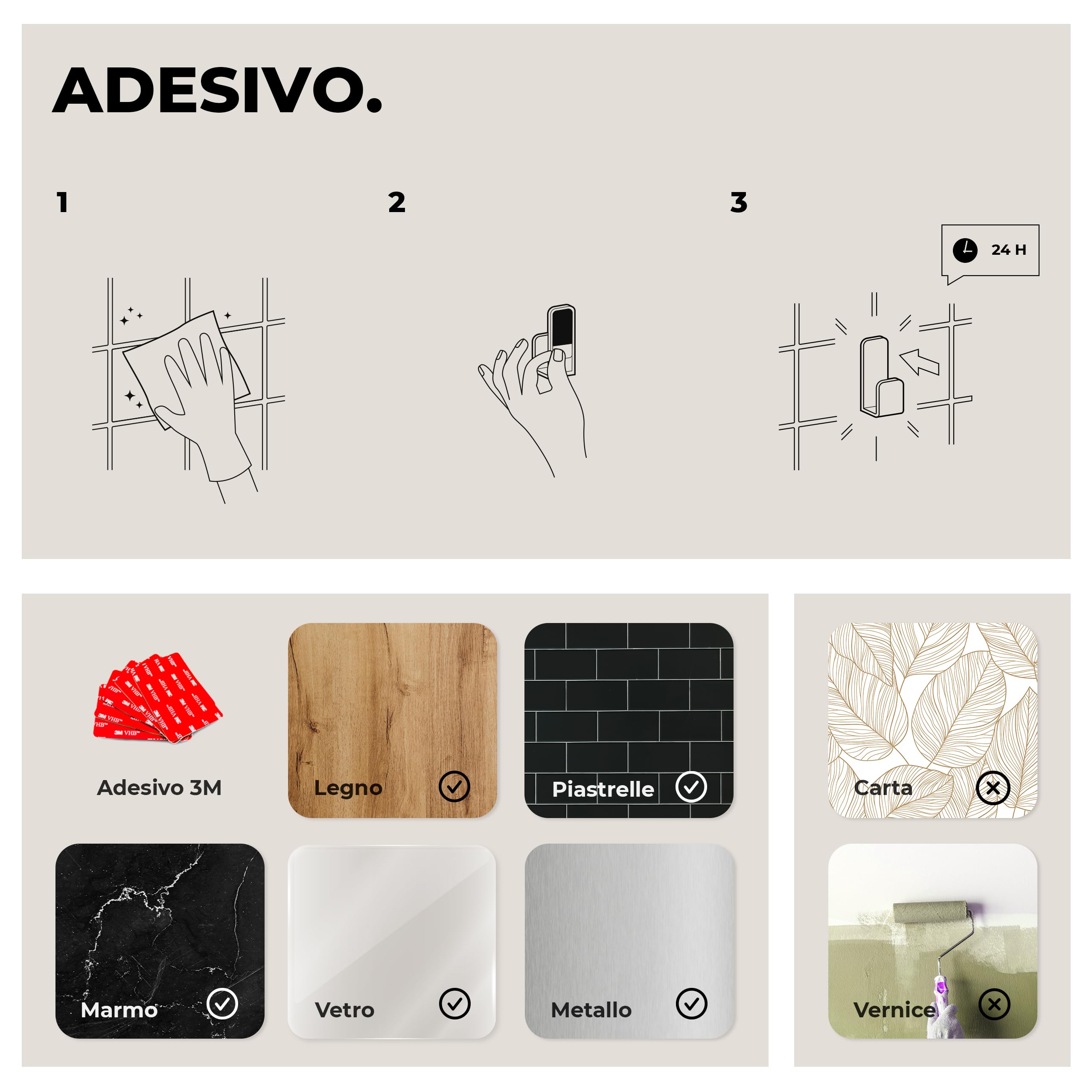 Set 4 Ganci Adesivi Bagno | Appendi Accappatoio Bagno Adesivo | Appendi Strofinacci Cucina | Ganci per Asciugamani Bagno | Appendi Asciugamani Bagno Adesivo Bianco