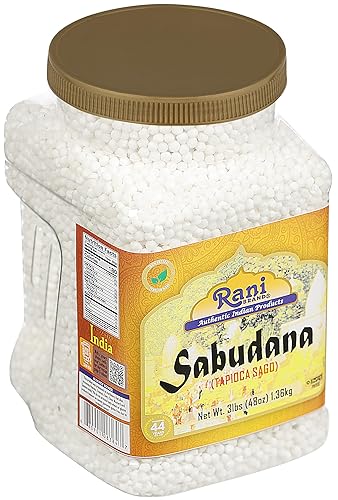 Miniatura 8 de Rani Sabudana (Tapioca / Sago) Perlas de 48 onzas (3 libras), tarro de PET a granel de 3.0 lbs, todo natural, vegano, sin colores, sin OMG, origen