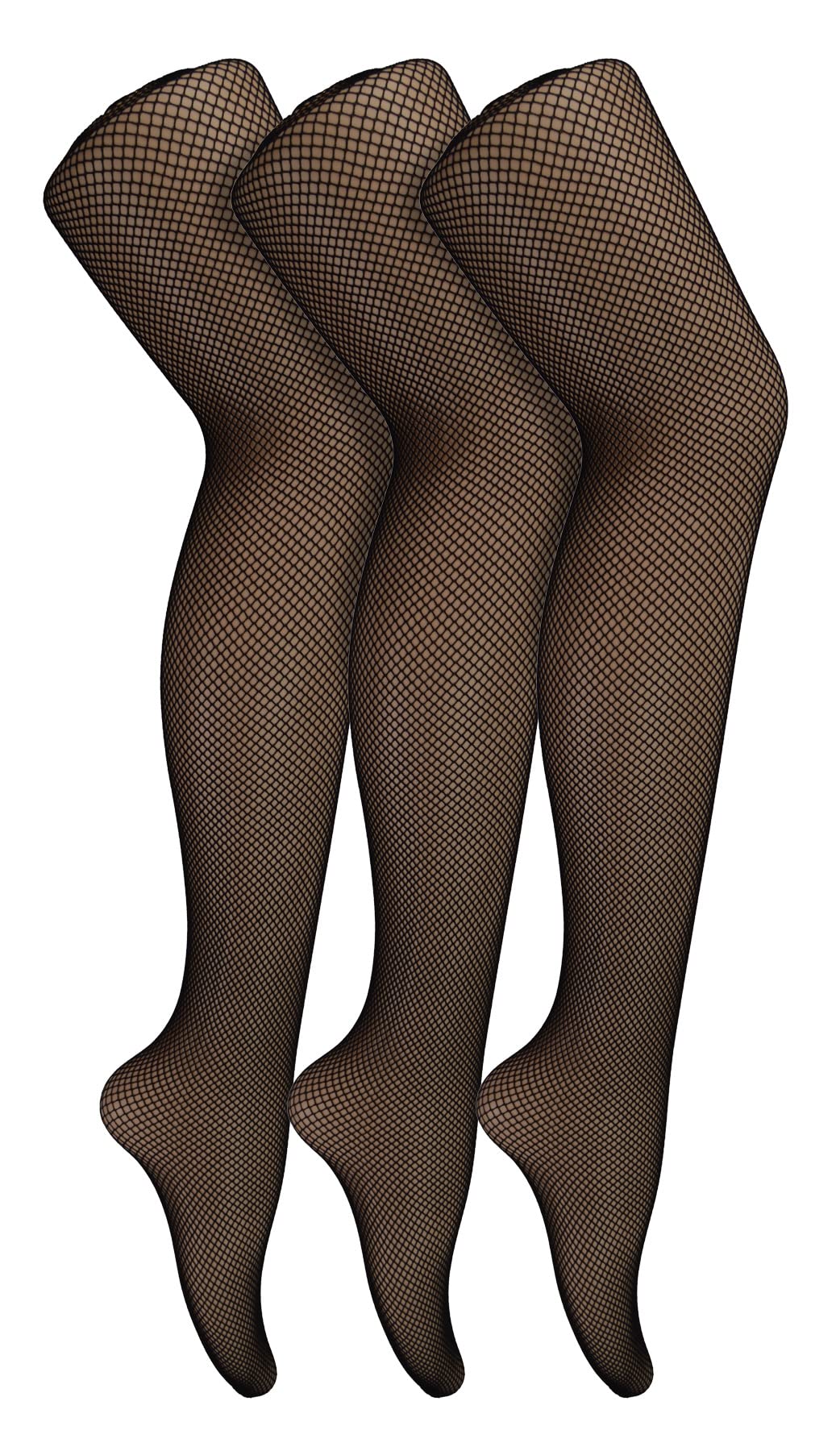 3 Pairs Fishnet Glitter Lurex Tights - Sock Snob - Women's One Size - Black/Gold/Silver