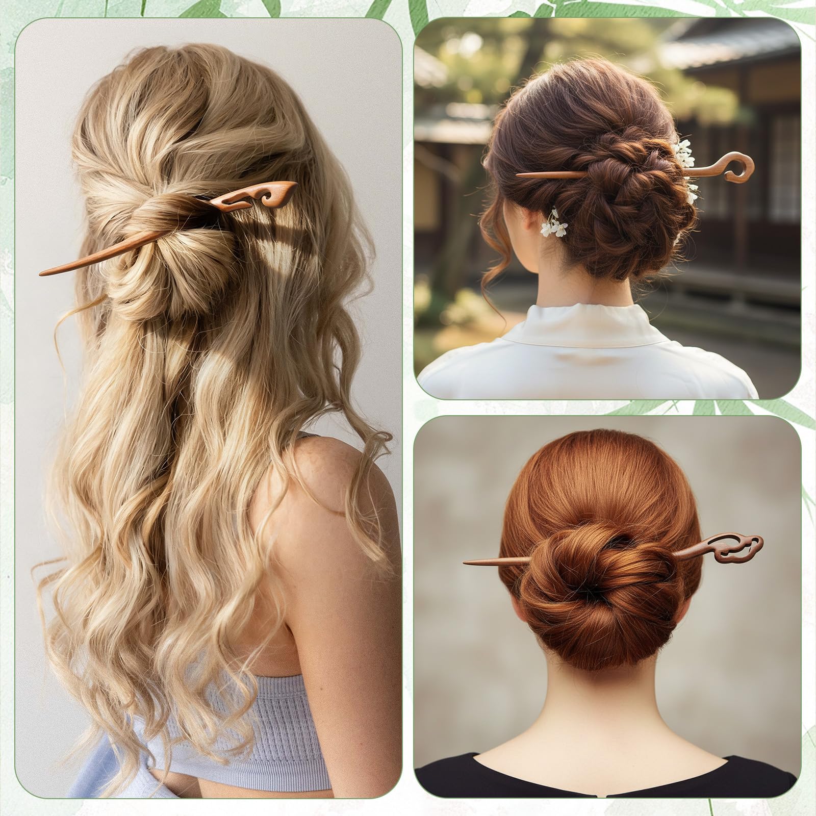 8 drewnianych patyczków do włosów w stylu vintage, retro, drewniane szpilki do włosów, chińskie spinki do włosów, z drewna brzoskwiniowego, spinki do włosów, ozdoba głowy dla kobiet, długie włosy