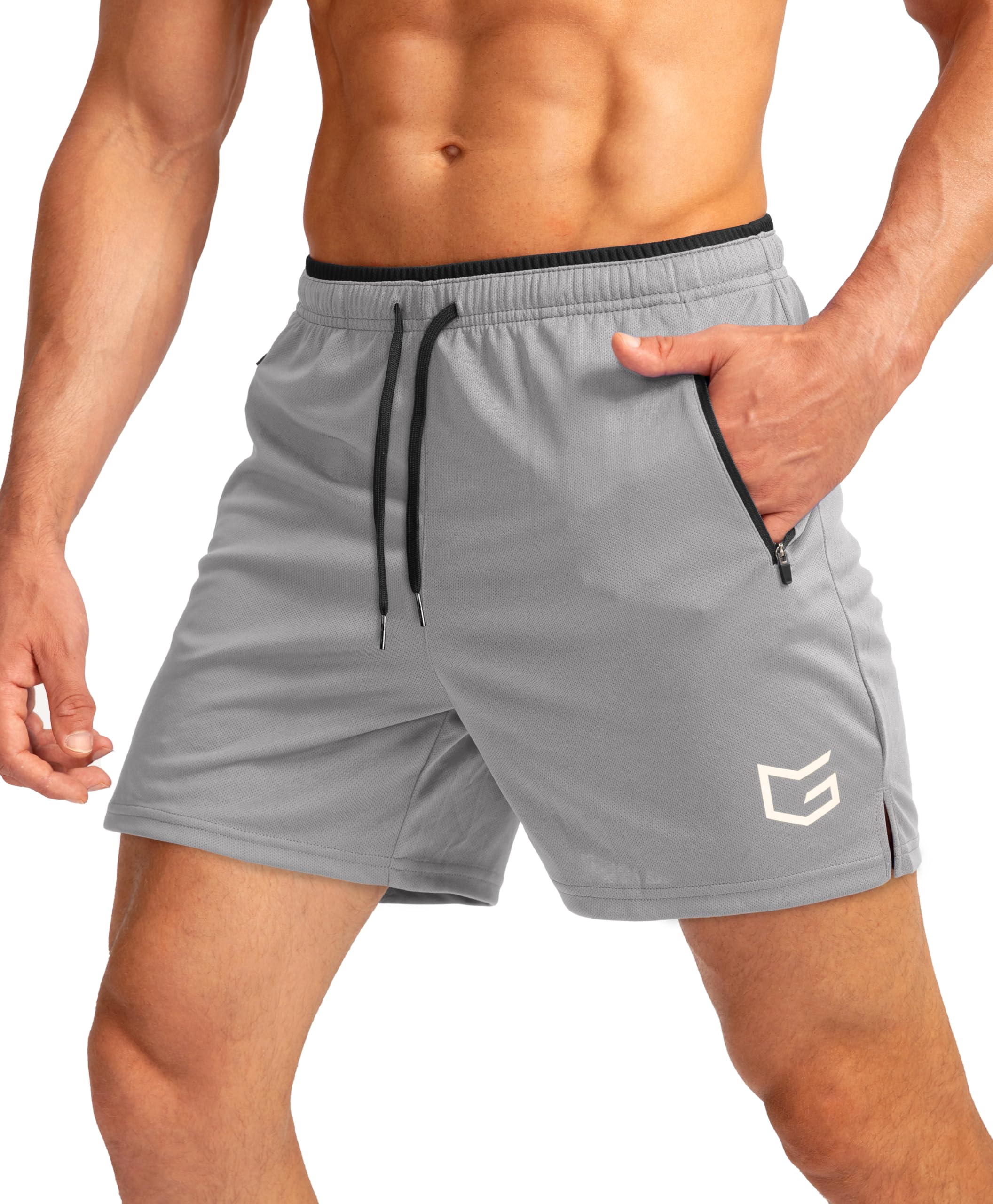 Men's Gym Workout Shorts Zipper Pockets 5" / 7" Quick Dry Breathable Runing Athletic Short for Men