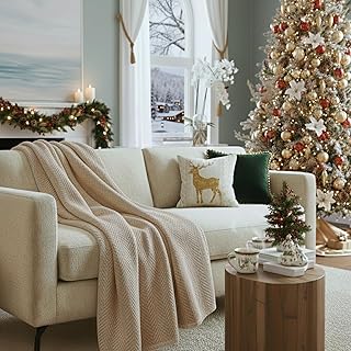 Cloud Scape Linen 100% Cotton Throw Blanket 50x70 Fog, Luxury All-Season...