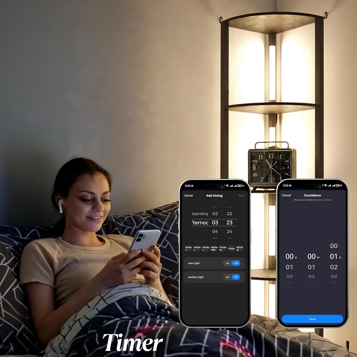 5 Tiers Corner Shelf with Smart Light Tall Display Shelf for Collectibles Control, White and Color Ambiance App, Alexa, Remote Control Floor Lamp for Home Décor, Living Room, Bedroom.
