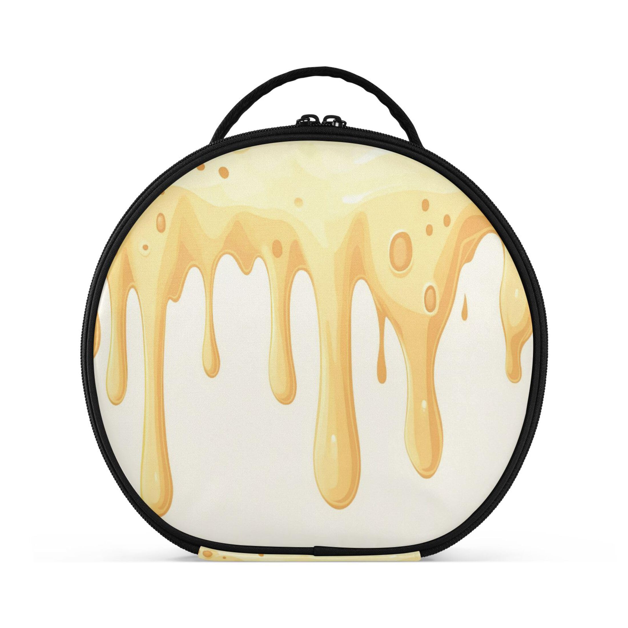 Takiito Yellow Cheese Dripping Cream Travel Makeup Case Portable Makeup Box Artist Cosmetic Case Organizer With Adjustable Dividers